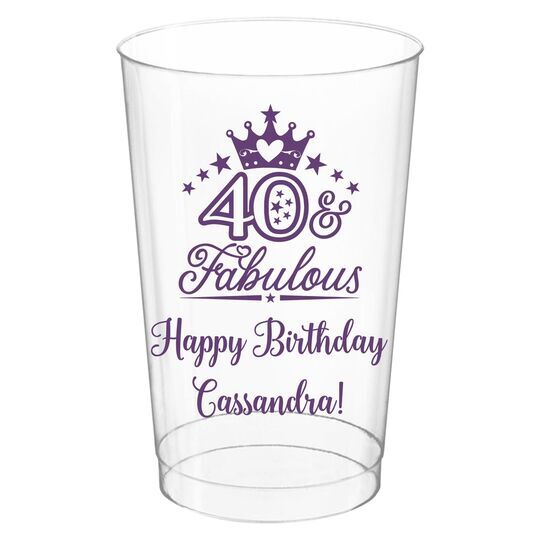 40 & Fabulous Crown Clear Plastic Cups